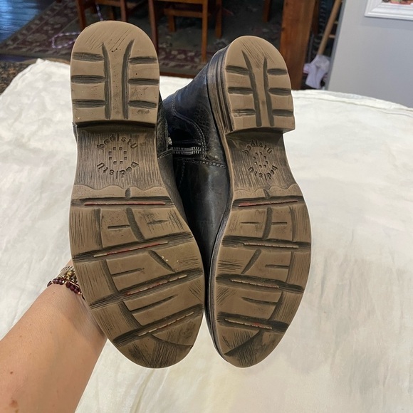 Bed Stu leather mid height tall riding boots round toe distressed side zip - Picture 4 of 12